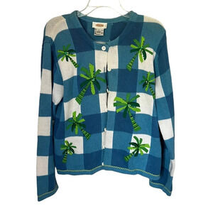 Talbots Tropical Palm Tree Knit Sweater